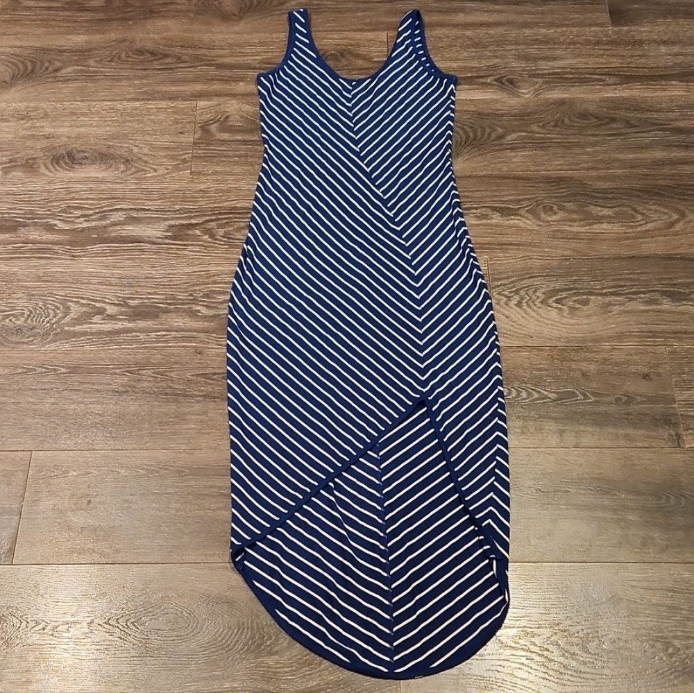 Navy and White Striped Sleeveless Dress